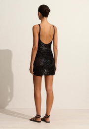 Crochet Sequins Tank Dress - Black - Matteau